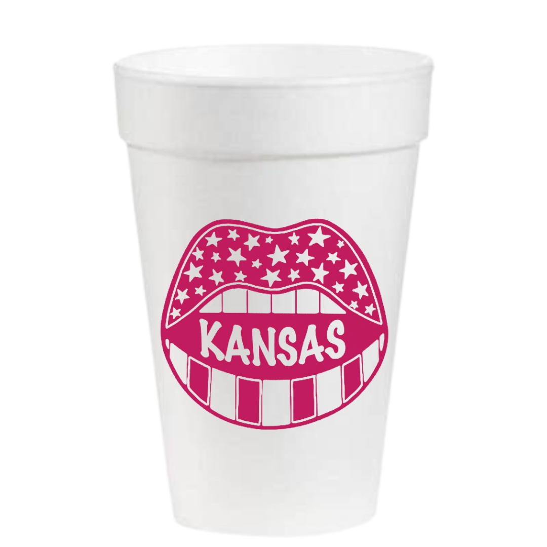 Kansas Game Day in Pink- 16oz Styrofoam Cups
