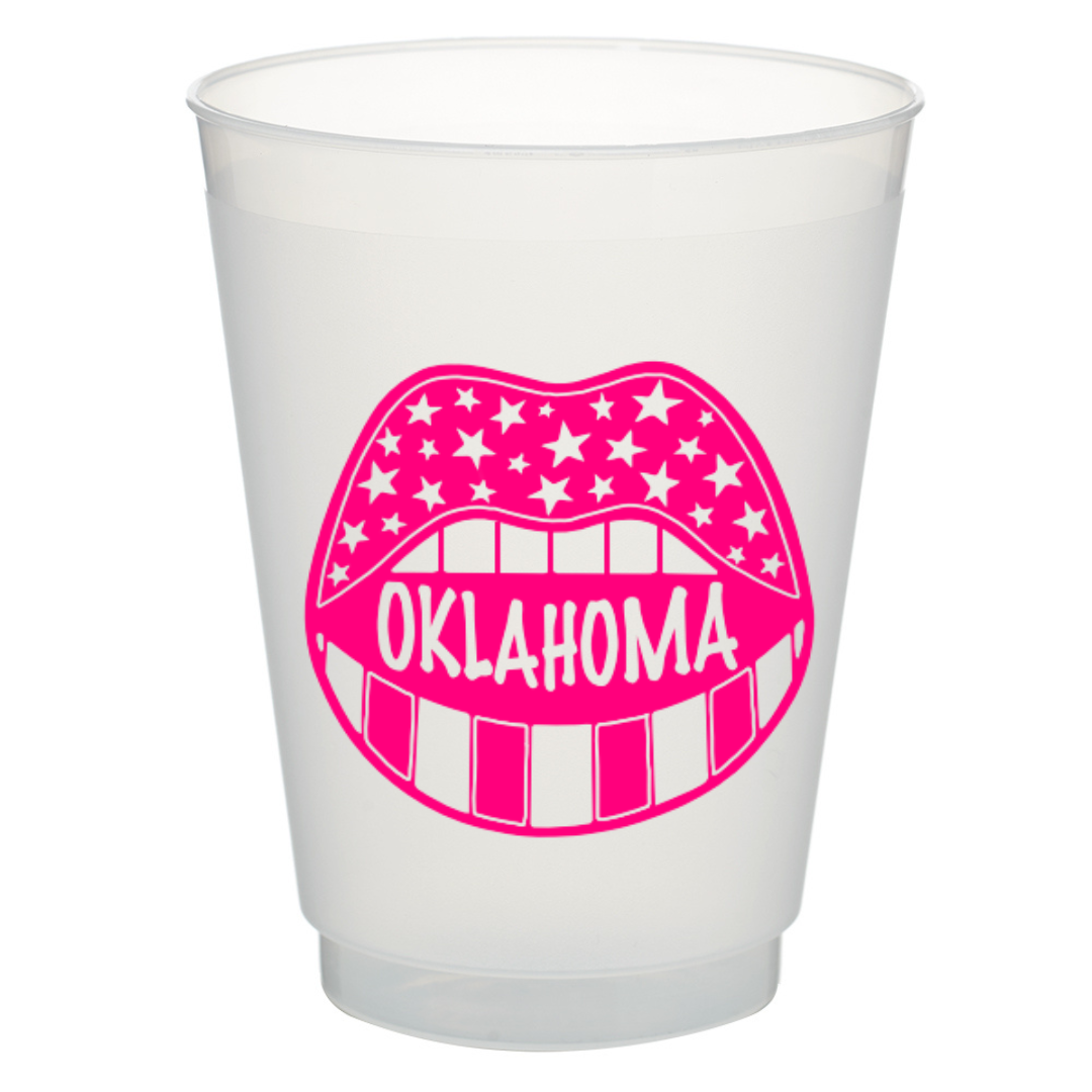 Oklahoma Game Day in Pink - 16oz Frost Flex Cups