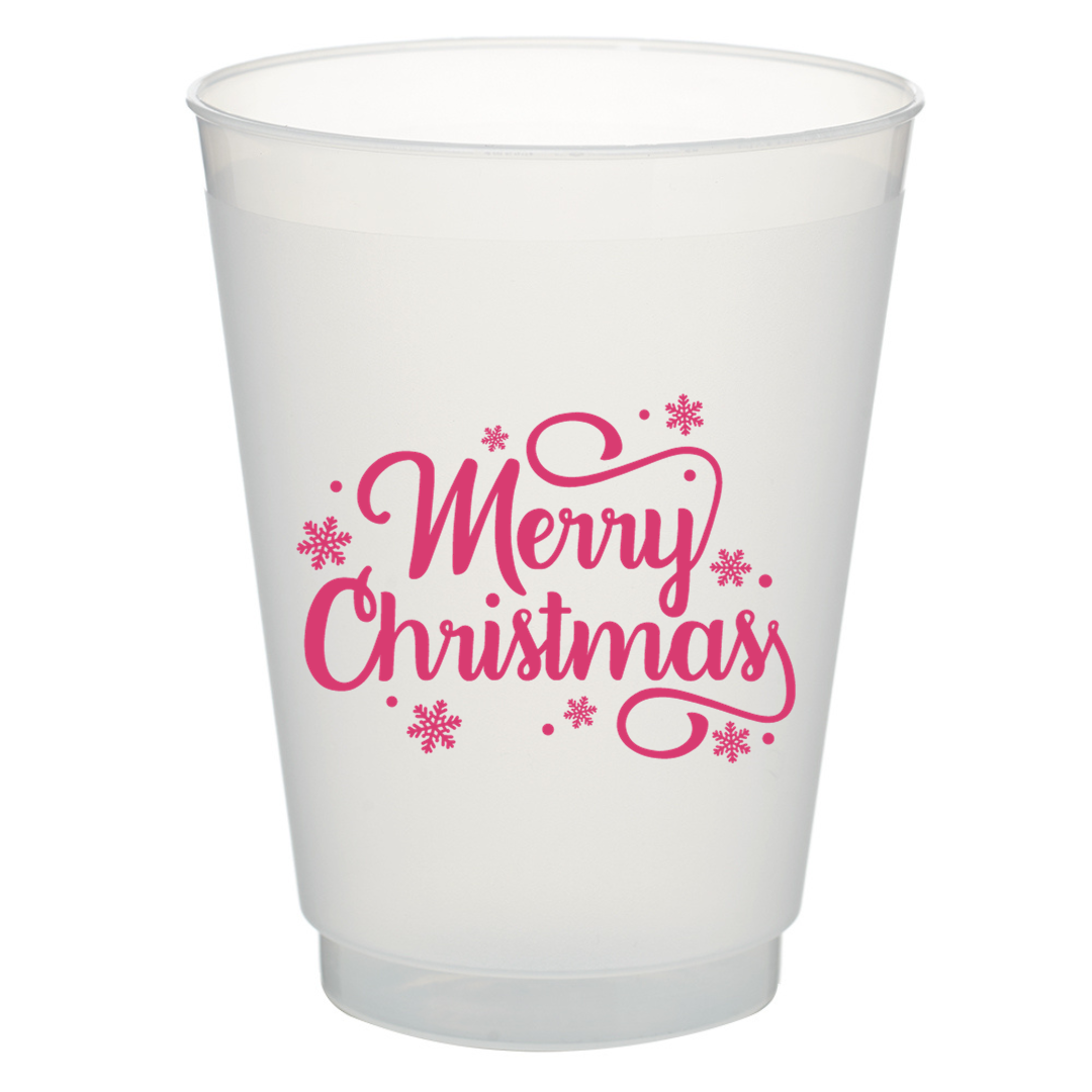 Merry Christmas in Pink - 16oz Frost Flex Cups