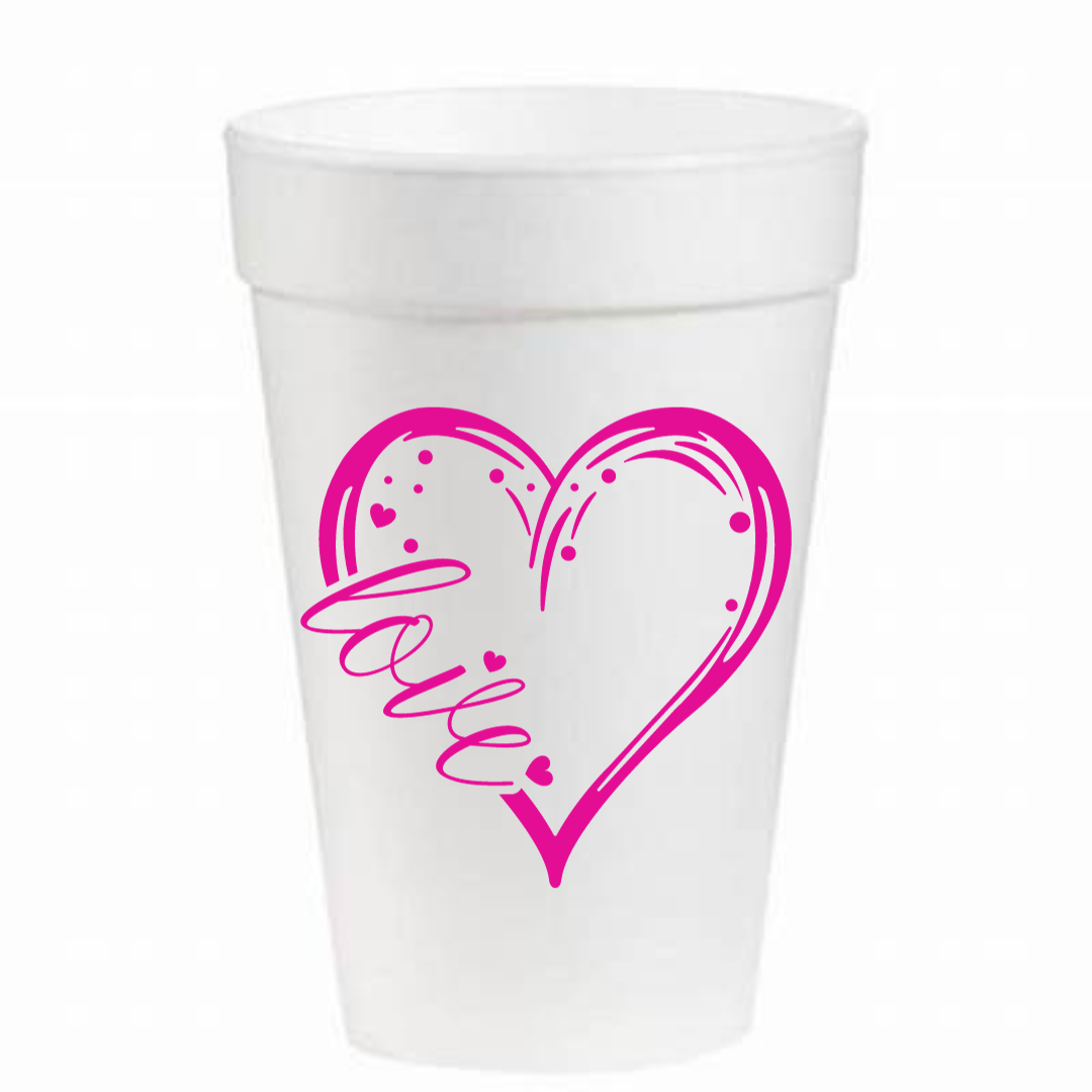 Love Heart - 16oz Styrofoam Cups