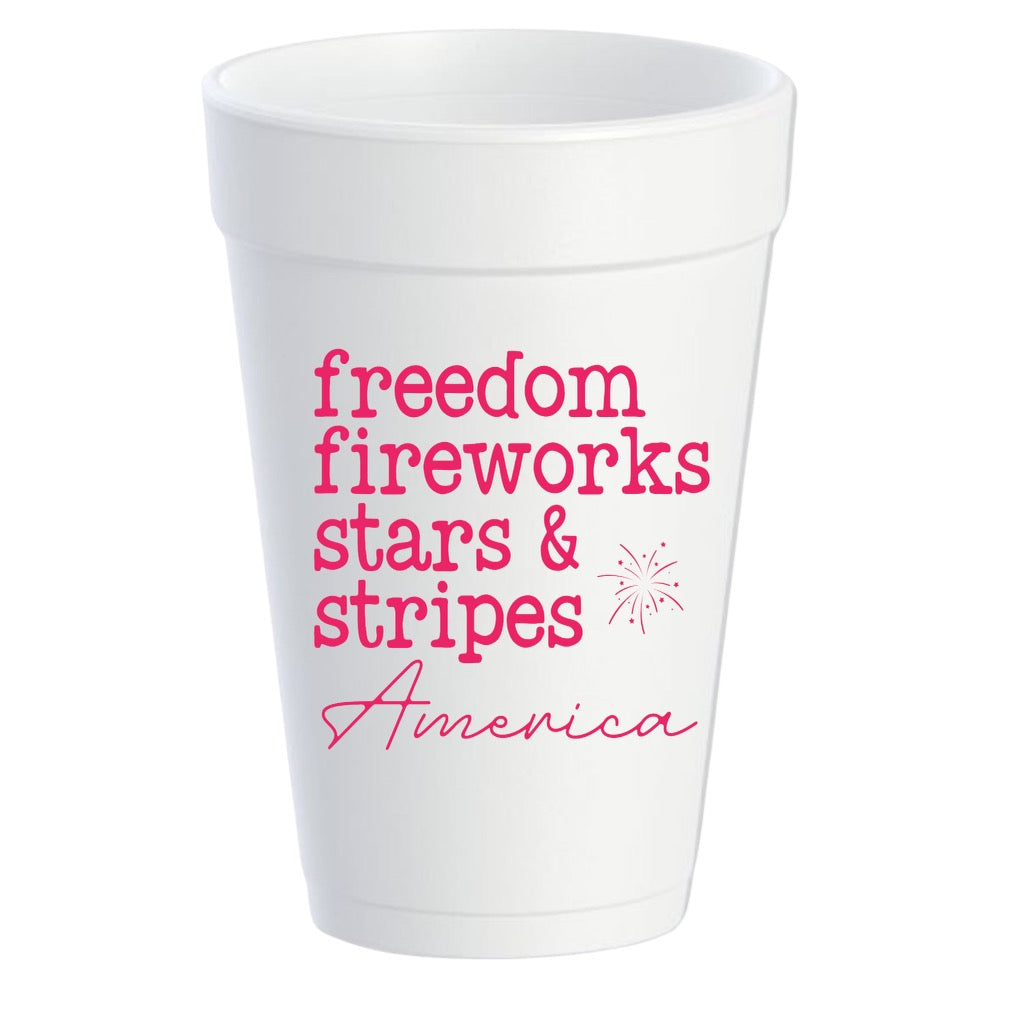 Freedom Fireworks Stars & Stripes - 16 oz Styrofoam Cups