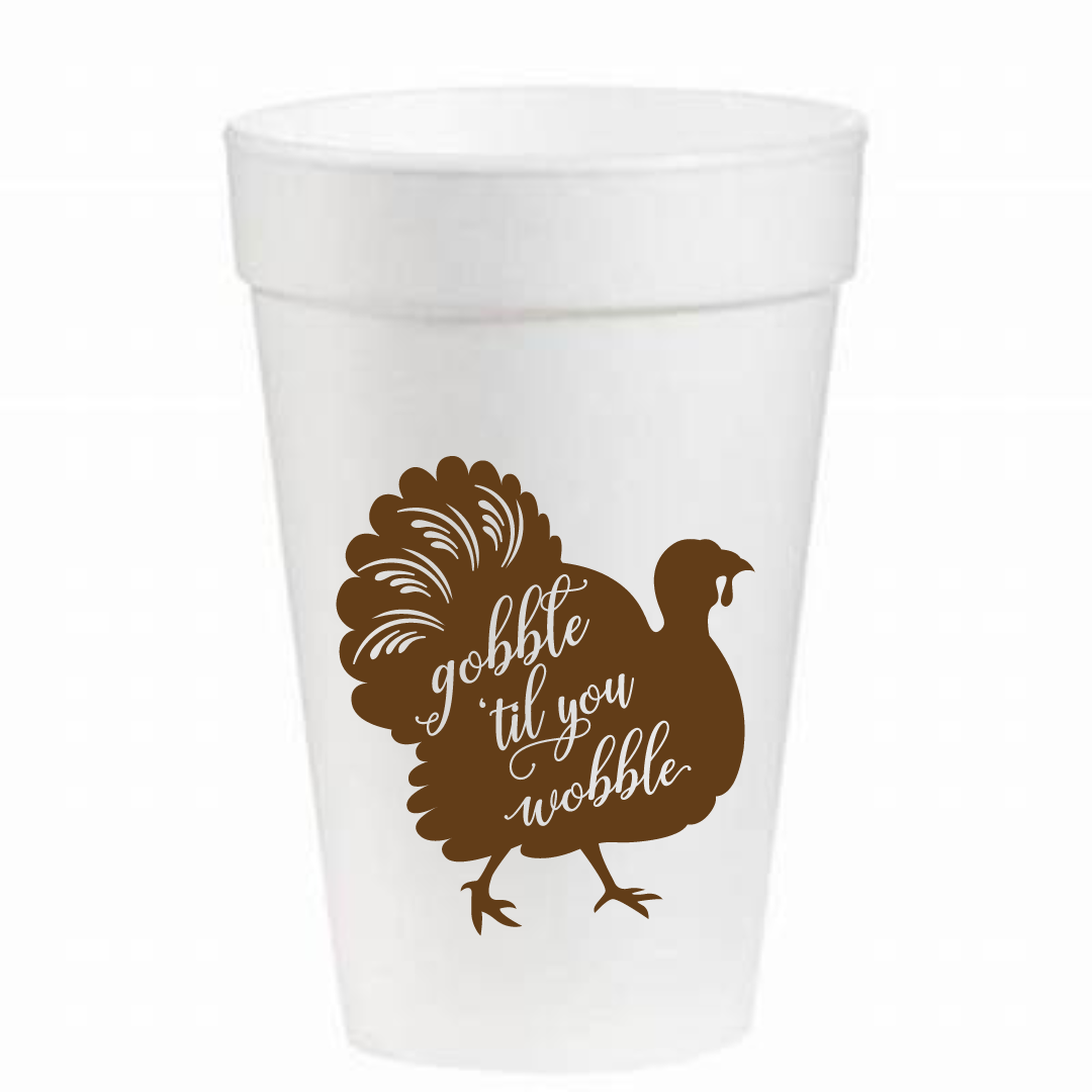 Thanksgiving Retro Family - 16oz Styrofoam Cups - Pink Machine